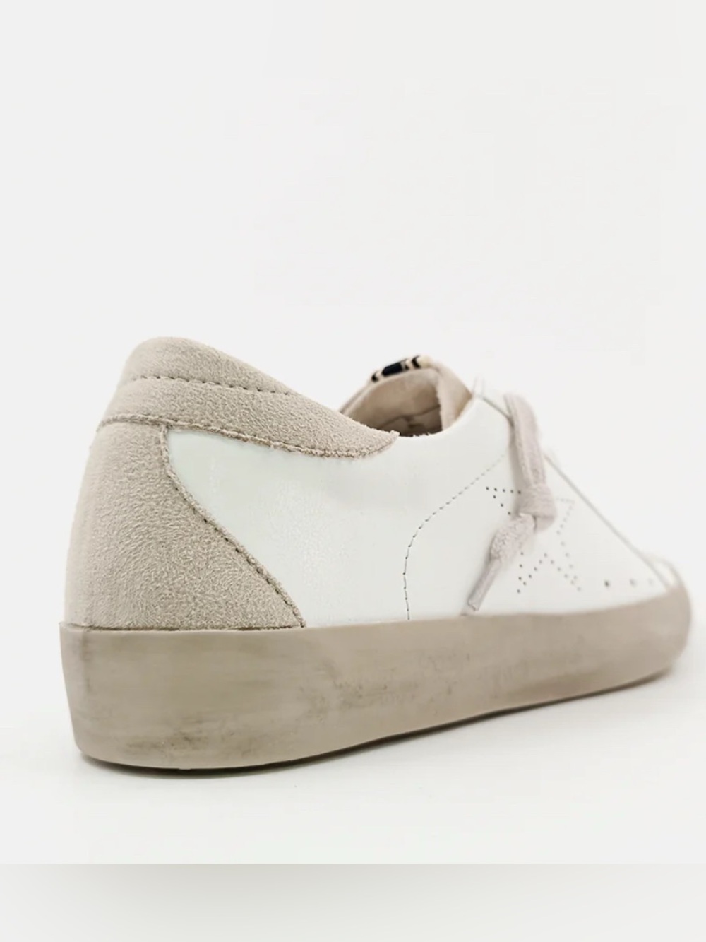 SHU SHOP Mia White Vintage Inspired Distressed Star Low Top Sneaker Size 5 New - Picture 4 of 5